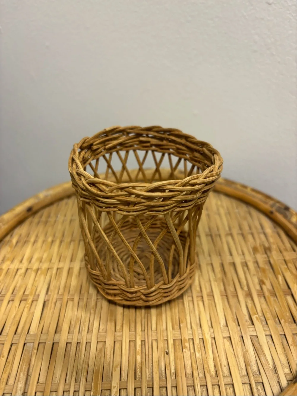 Handwoven Natural Wicker Decorative Basket - Brown